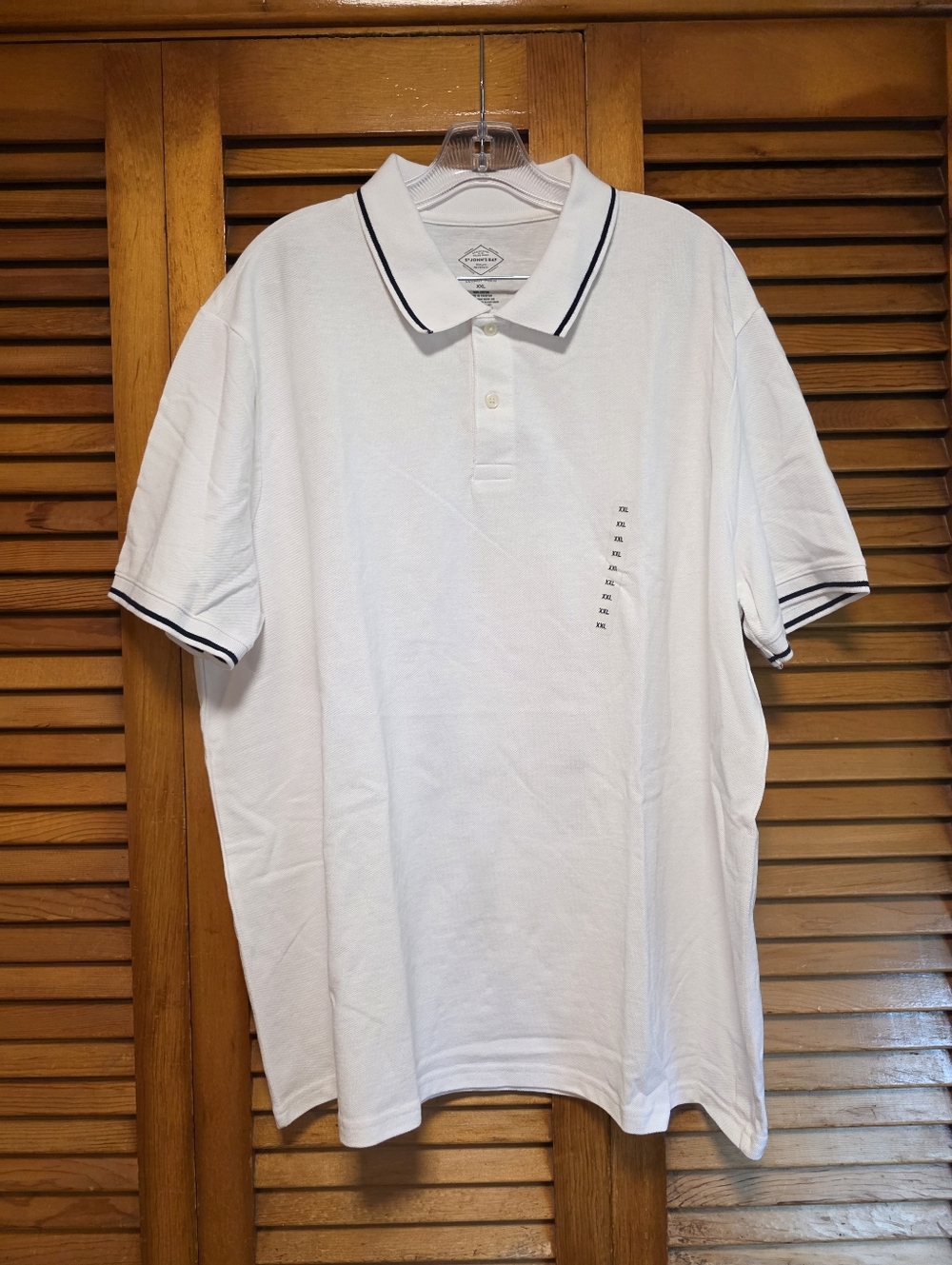 NWT St. John's Bay White Short-Sleeve Men's Polo Shirt Size XXL